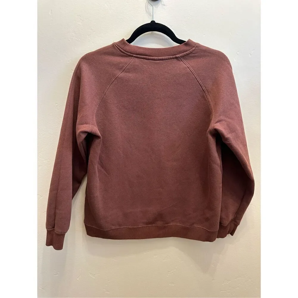Volcom Brown Crewneck Sweater Peace Unity White Daisy Sweater Size XL 14/16